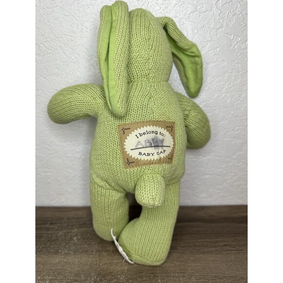 Vintage Baby Gap Mint Green Knit Bunny Plush Stuffed Animal Rabbit - Picture 4 of 7